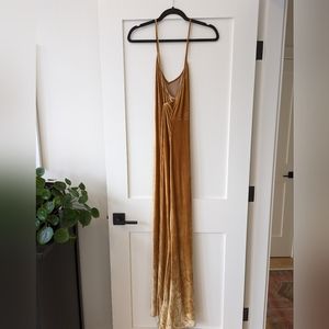 Reformation Gold Velvet Rimini Dress - Small